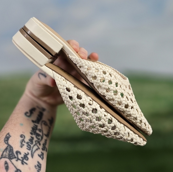 JOIE | BEHOLD ROUND BRAIDED VEGAN LEATHER POINTED TOE SLIP-IN MULE FLATS - Picture 9 of 14